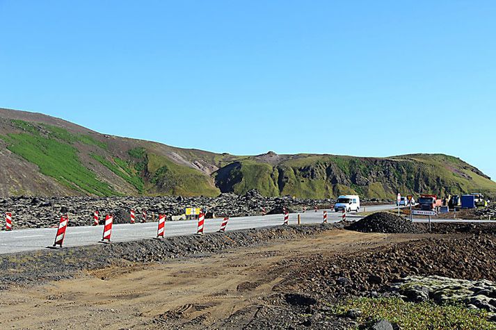 Framkvæmdir við gatnamót Norðurljósavegar og Grindavíkurvegar.