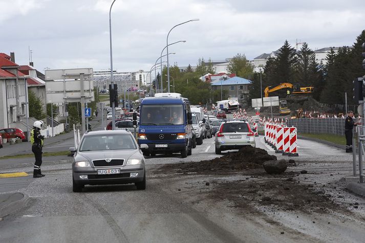 Líkt og sjá má eru framkvæmdir í gangi á þessum slóðum.