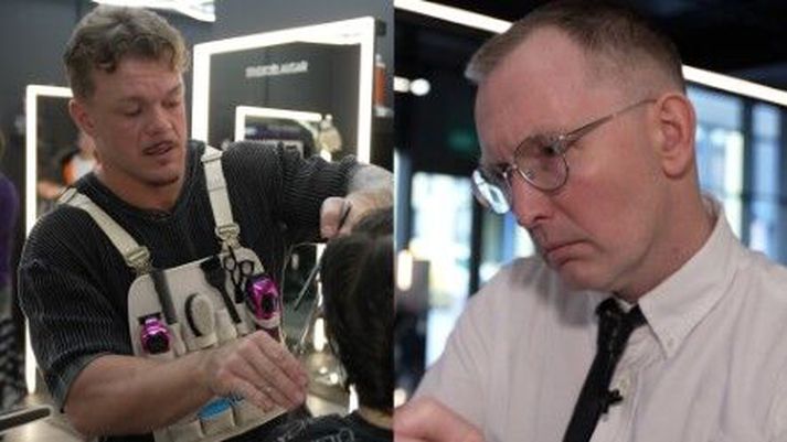 Guðfinnur Sigurvinsson og Gunnar Malmquist Thorsson rakarar segja fallegt að sjá unga menn blómstra í starfinu.