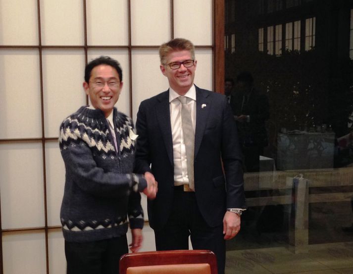 Gunnar Bragi Sveinsson, utanríkisráðherra, og utanríkisráðherra Japans, Fumio Kishida.