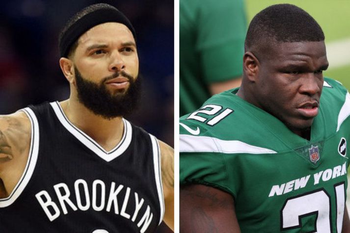 Deron Williams og Frank Gore frá þeim dögum sem þeir spiluðu í NBA og NFL.