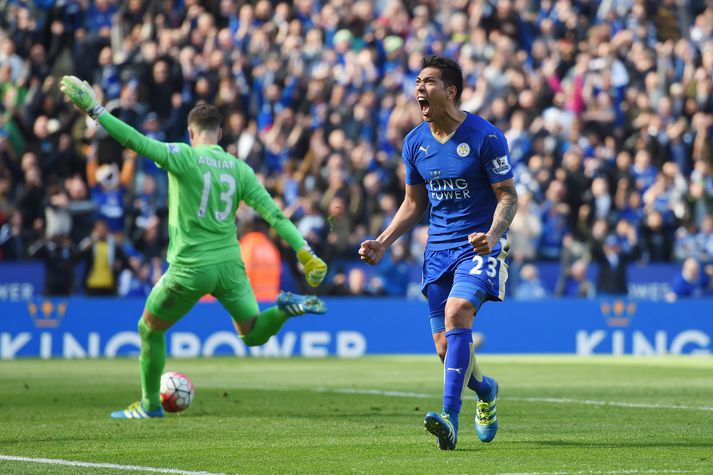Vardy skoraði eitt og fékk svo að líta rauða spjaldið.