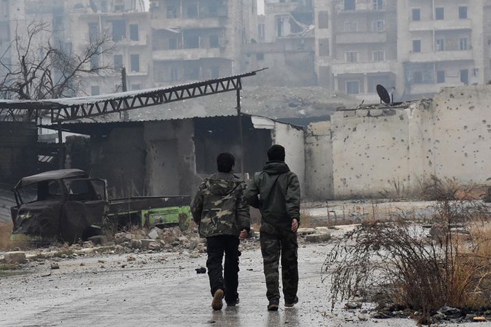 Stjórnarliðar í Aleppo.