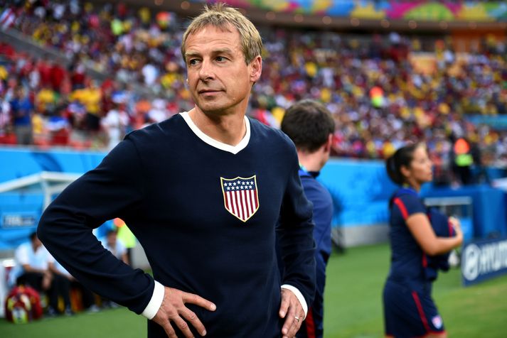 Jurgen Klinsmann var í flottri peysu i leik Bandaríkjanna og Portúgal á dögunum.