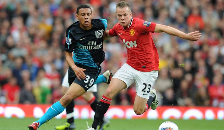 Tom Cleverley í leiknum á móti Arsenal.