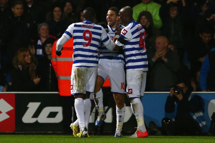Adel Taarabt fagnar öðru marka sinna í dag.