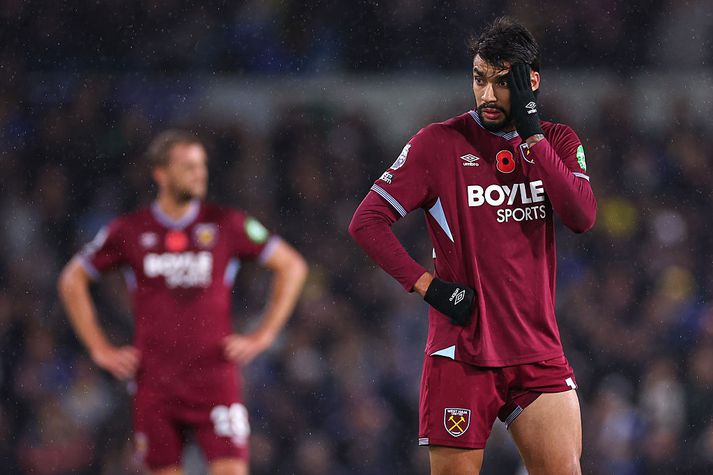 Lucas Paqueta leyndi ekki vonbrigðum sínum í gær.