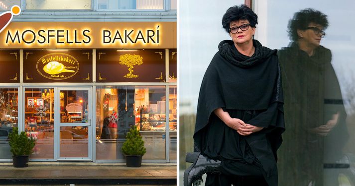 Vigdís Grímsdóttir var á leið út úr þessu bakaríi þegar hún ökklabrotnaði.