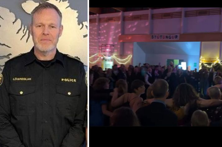 Helgi var skipaður í embætti árið 2023. Myndin til hægri er skjáskot úr myndbandi sem tekið var á þorrablótinu. 