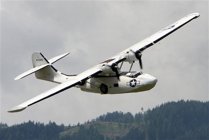 PBY Catalina flugbátur var meðal flugvéla á flugsýningu í Sviss í dag.