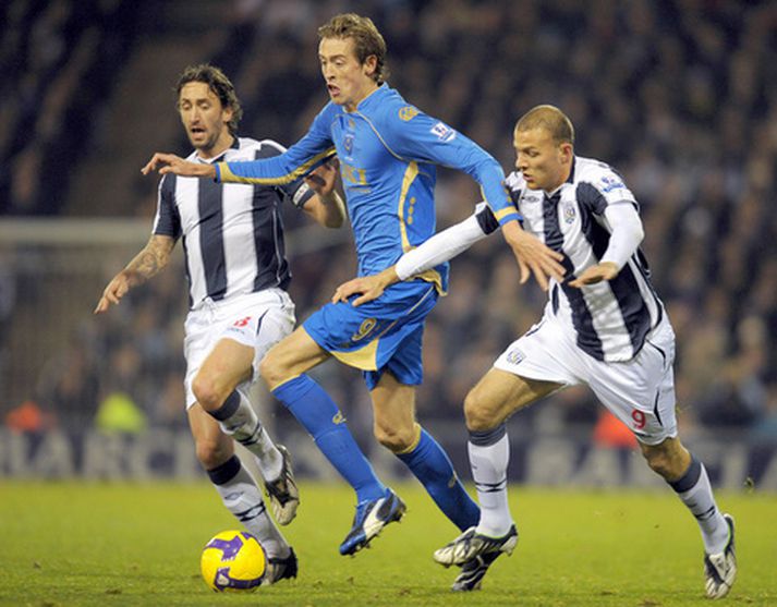 Peter Crouch skoraði mark Portsmouth í dag.