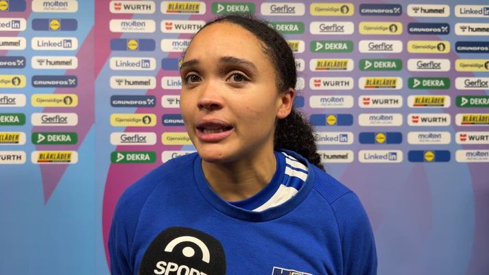 Lovísa Thompson í viðtali við Ágúst Orra eftir leik.