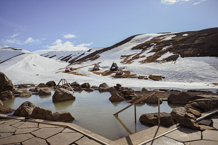 Útsýnið úr þessum heita potti er betra en gengur og gerist.