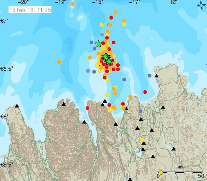 Yfir fjórtán hundruð skjálftar hafa verið á svæðinu í kringum og í Grímsey.