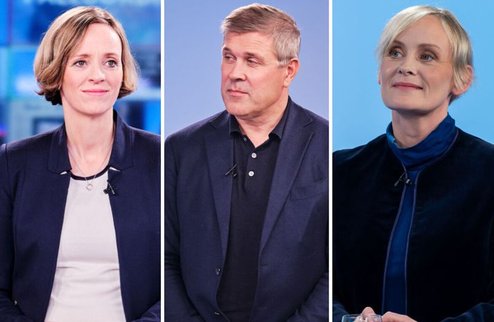 Sólveig Anna, lengst til hægri, segir Bjarna ekki hafa komið fram með heiðarlegum hætti og segir hann og Höllu hafa gert með sér skúffusamkomulag í síðustu viku. 