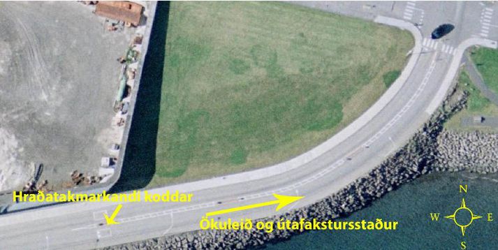 Loftmynd af slysstað.