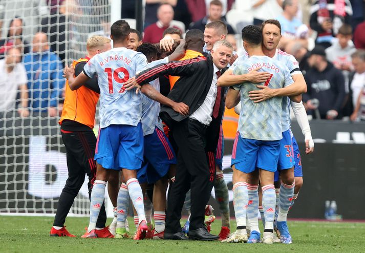 Ole Gunnar Solskjær var glaður í leikslok.