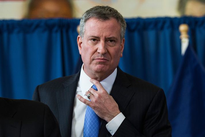 Bill de Blasio segist ekki hafa tekið þátt í göngunni undanfarin ár.