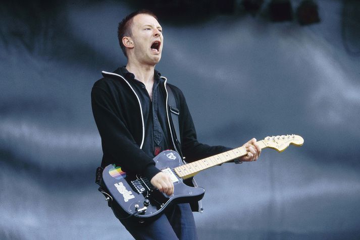 Thom Yorke, söngvari Radiohead, hress að vanda.