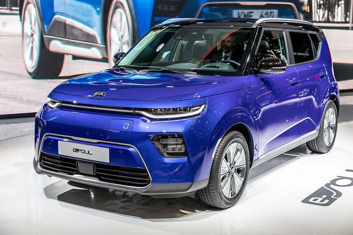 Kia Soul EV á bílasýningu í Genf 2019.