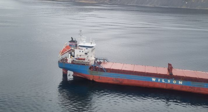 Wilson Skaw er 113 metra langt flutningaskip. Um borð voru um tvö þúsund tonn af salti og 195 tonn af olíu.