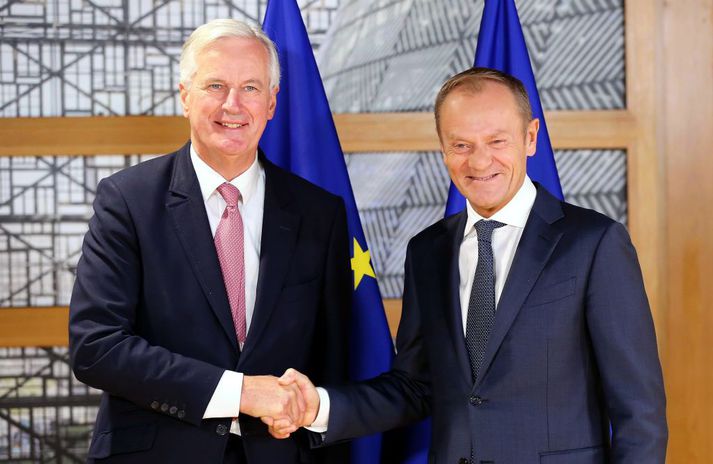 Michel Barnier, formaður samninganefndar ESB, og Donald Tusk, forseti leiðtogaráðs sambandsins.