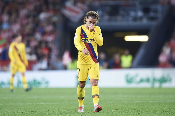 Griezmann svekktur eftir leikinn í gær.