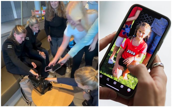 Stelpurnar þurftu að setja símana sína í símakassann og lifa án hans alla ferðina.