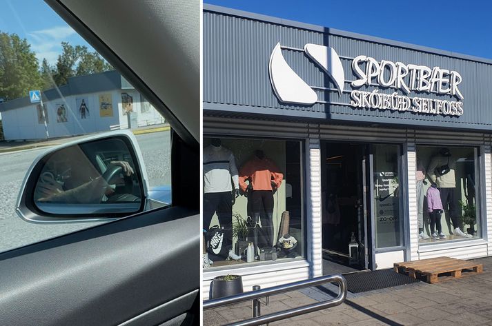 Gunnlaugur hefur lent reglulega í því að hliðarspegillinn hans blakar við Sportbæ á Selfossi.