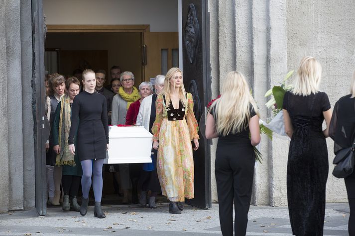 Edda Heiðrún Backman var jarðsungin frá Hallgrímskirkju í dag.