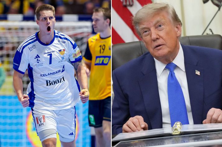 Viggó Kristjánsson, landsliðsmaður í handbolta, og Donald Trump, Bandaríkjaforseti