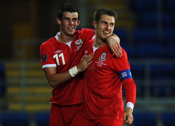 Ramsey og Bale fagna á föstudag.