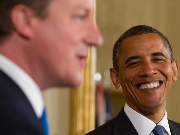 Obama og Cameron hittust og funduðu á skrifstofu Obama í Hvíta húsinu í gær.