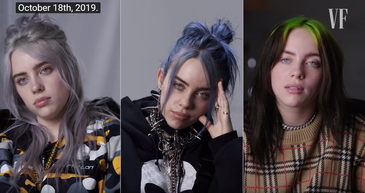 Billie Eilish var aðeins fimmtán ára í fyrsta viðtalinu.