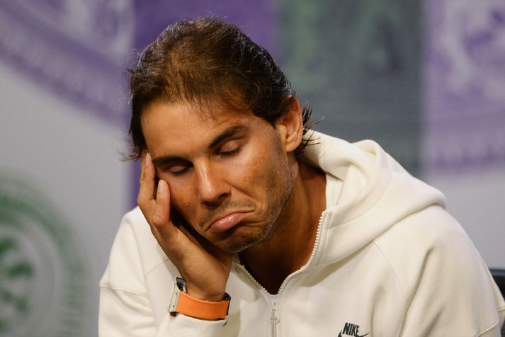 Rafael Nadal var ekkert sérstaklega kátur í gær.