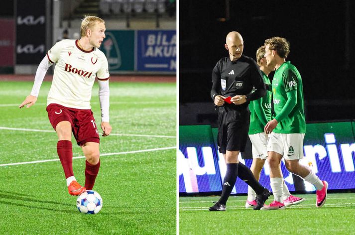 Daníel Hafsteinsson fékk rautt spjald í kvöld en alls fór rauða spjaldið fjórum sinnum á loft.