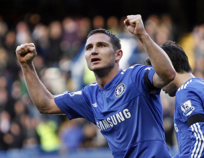 Lampard fagnar marki sínu í dag.
