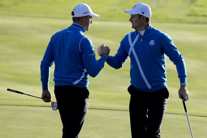 Justin Rose og Henrik Stensson eru óstöðvandi í morgunsárið.