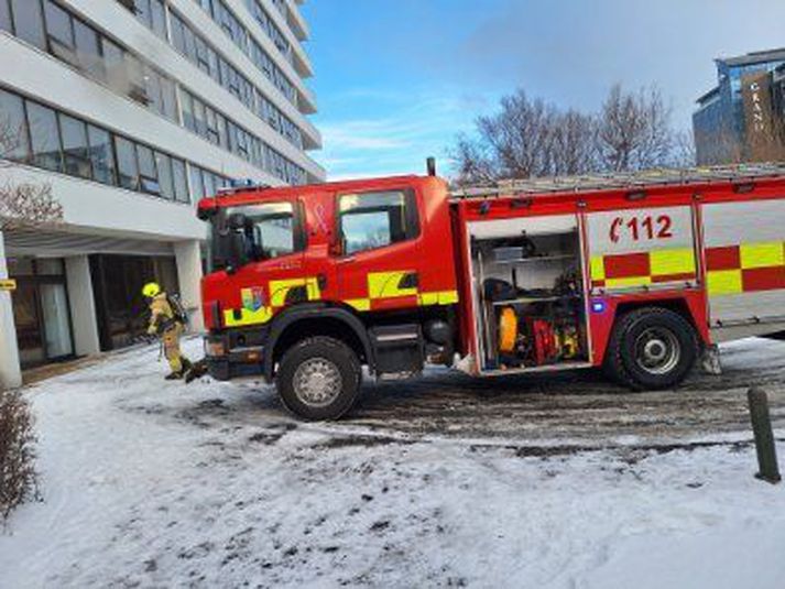 Töluverður viðbúnaður var á vettvangi. 