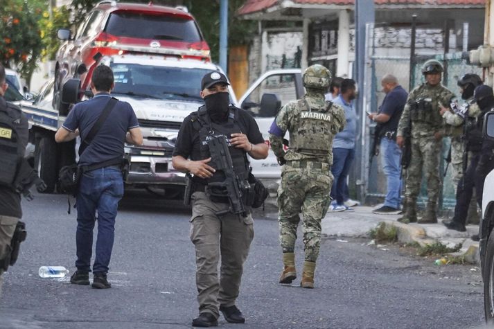Lögregluþjónar og hermenn að störfum í Veracruz-ríki í Mexíkó.