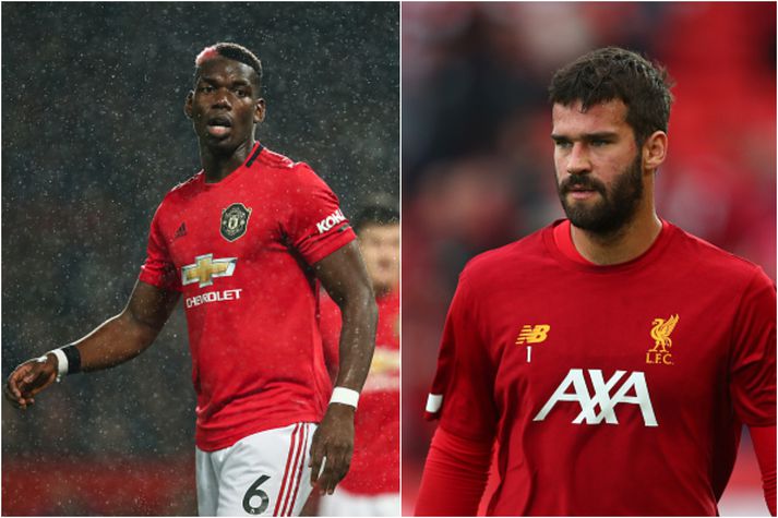 Pogba og Alisson verða væntanlega í byrjunarliðunum um helgina.