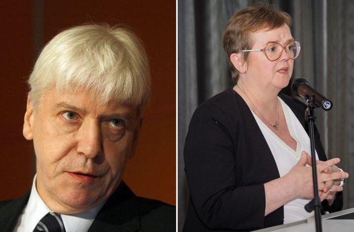 Ragnar Árnason, prófessor emerítus, til vinstri og Silja Bára Ómarsdóttir, rektor Háskóla Íslands, til hægri. 