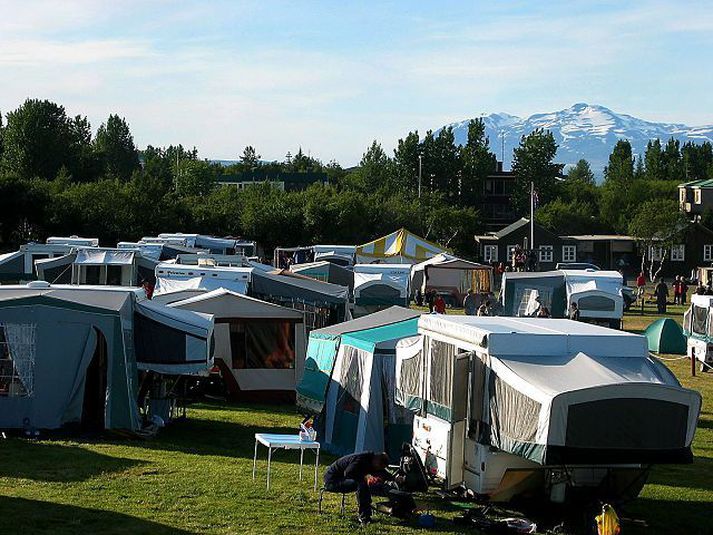 Frá tjaldsvæðinu á Akureyri.