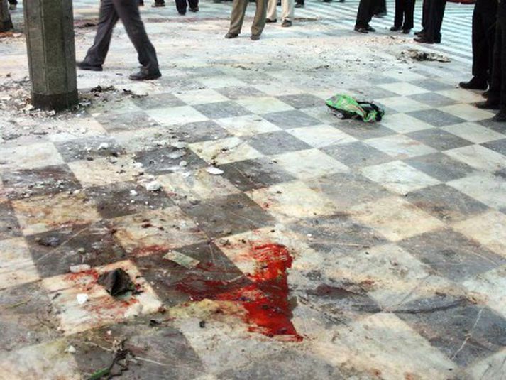 Frá moskunni í borginni Zahedan í suðausturhluta Írans í kvöld.