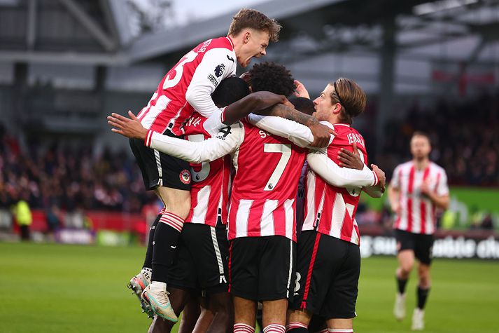 Brentford-menn fögnuðu vel í dag.