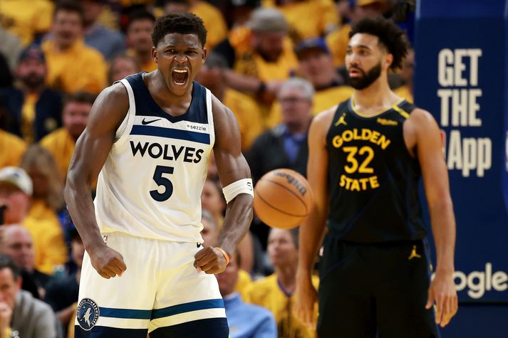 Anthony Edwards leiðir lið Timberwolves, sem er komið í úrslit vestursins annað árið í röð. 