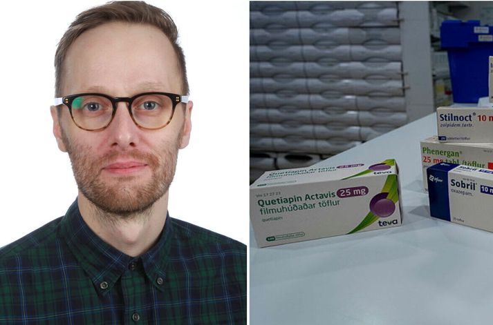 Erik Brynjar Schweitz Eriksson, geðlæknir í heimahjúkrun hjá Heilsugæslu höfuðborgarsvæðisins, segir aukna notkun quetiapíns við svefnvanda líklega skýra mikla aukningu á notkun lyfsins. 