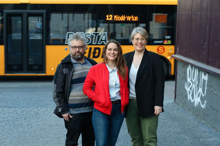 Stefán Pálsson, Líf Magneudóttir og Elín Björk Jónasdóttir sem eru í efstu þremur sætunum á lista VG í borginni.