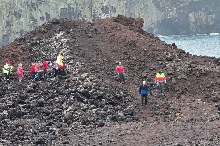 Björgunarsveitarfólk kom hlauparanum til aðstoðar í dag.