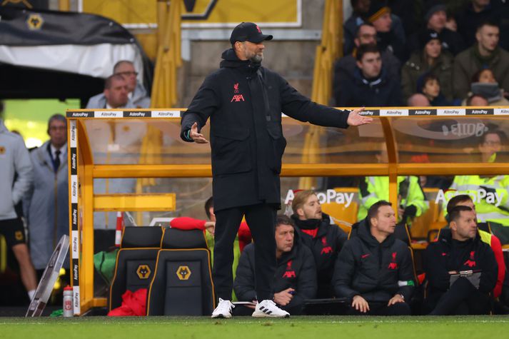 Jürgen Klopp var niðurlútur eftir 3-0 tap sinna manna gegn Wolves í dag.